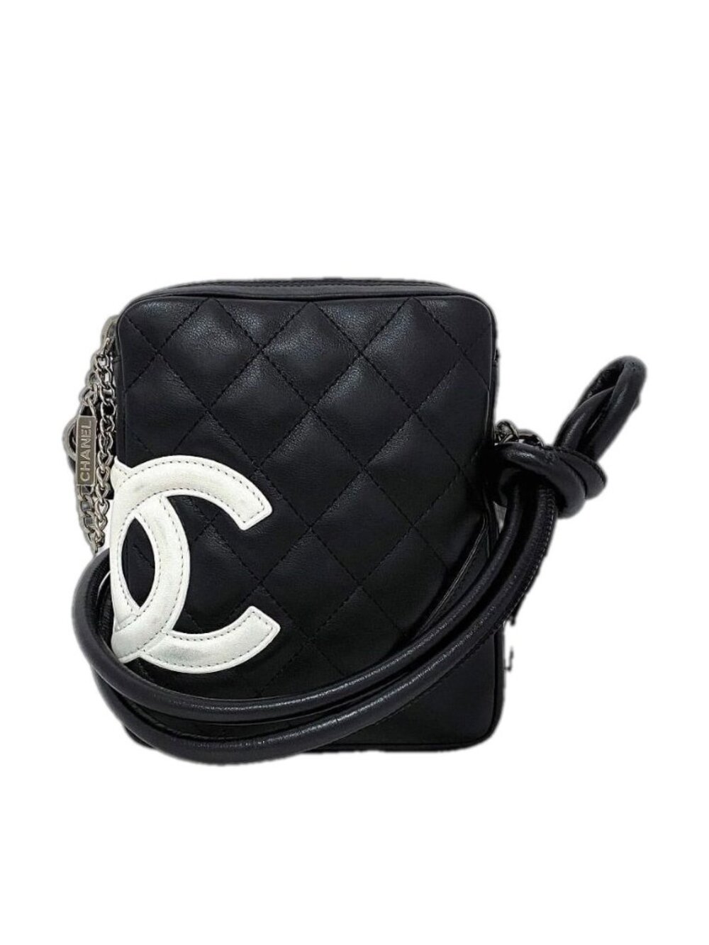 Chanel Mini Shoulder Bag Black White Cambon